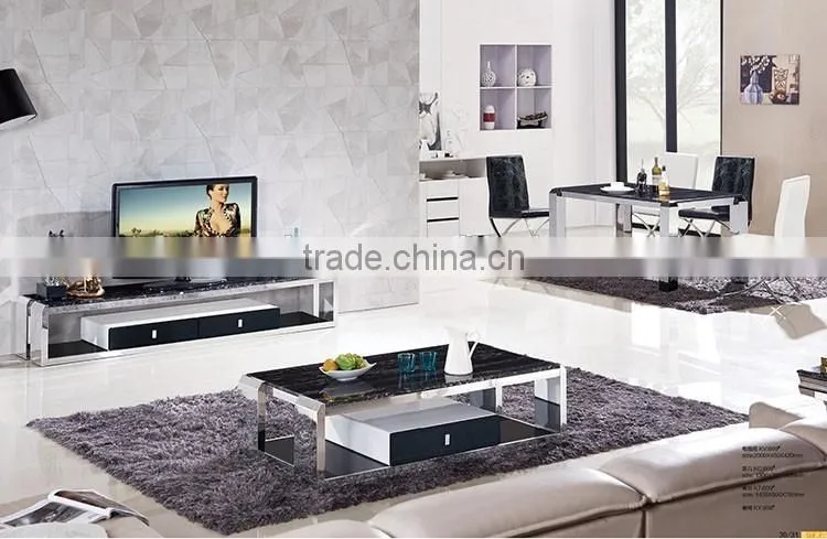 Modern marble top bent metal legs for living room furniture units coffee table/dining table/tv stand