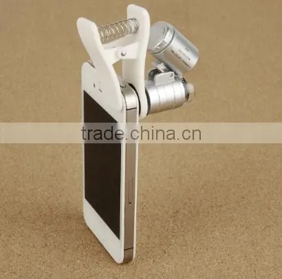 High quality 60X LED UV Illuminated Universal Mobile Phone Microscope , phone clip Magnifier , Mini LED UV Pocket Microscope