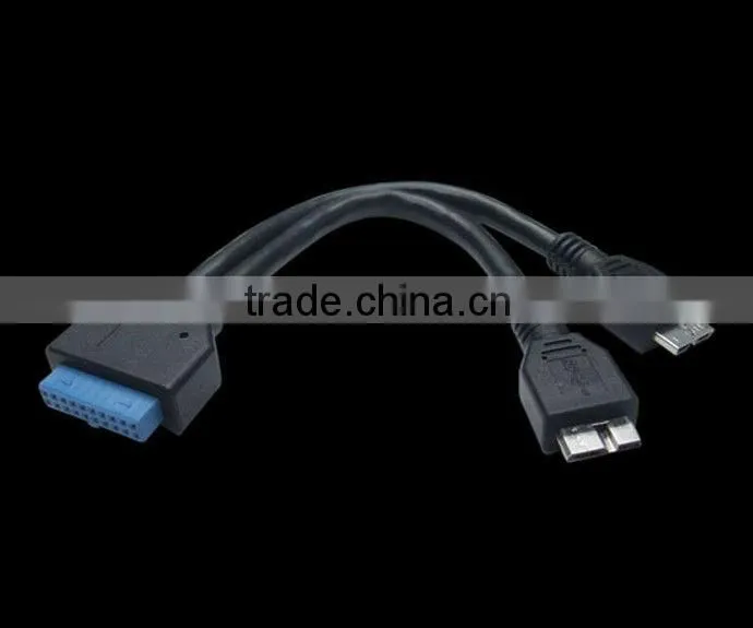 USB 3.0 20P Female to Dual Double Micro USB 3.0 Male