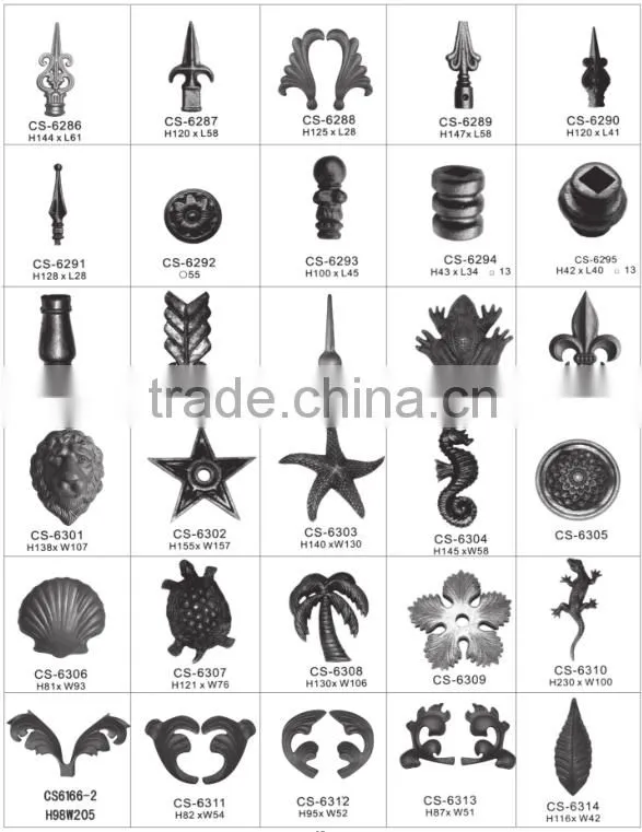 Alibaba china latest wrought iron components scroll panels, ornament welding fence parts