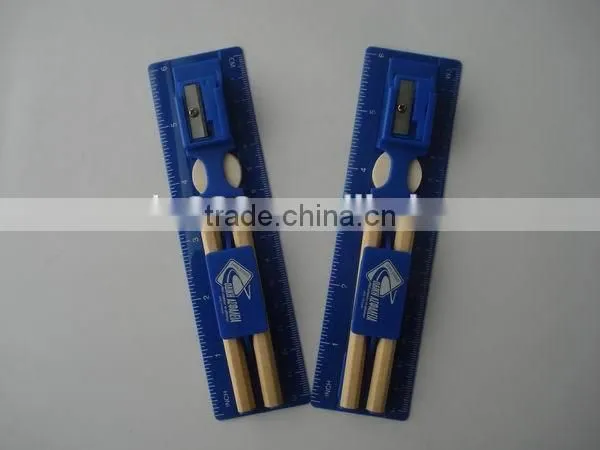 new ideas ruler set/assorted stationery set/pencil with sharpener with ruler