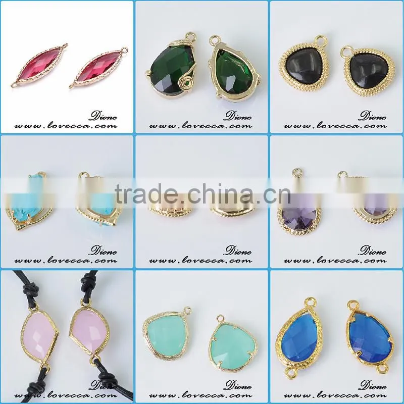 Valentine gift jewelry charms ruby glass pendant drop inlay gold plating jewelry
