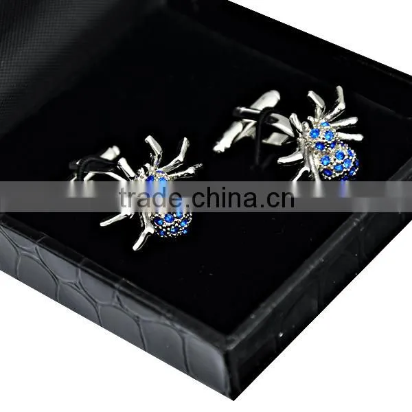 Luxury Design Blue Crystal Spider Cufflinks Stainless Steel