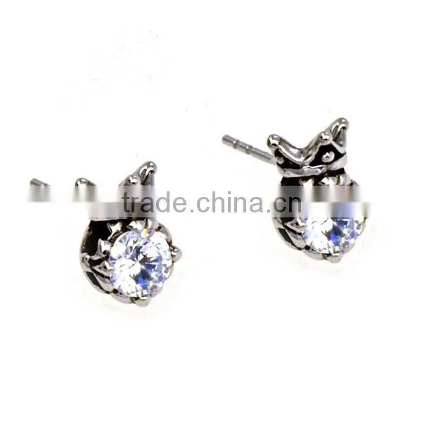 2016 Luxury Women Party Jewelry Unique Silver Charm Crown Diamond Earrring