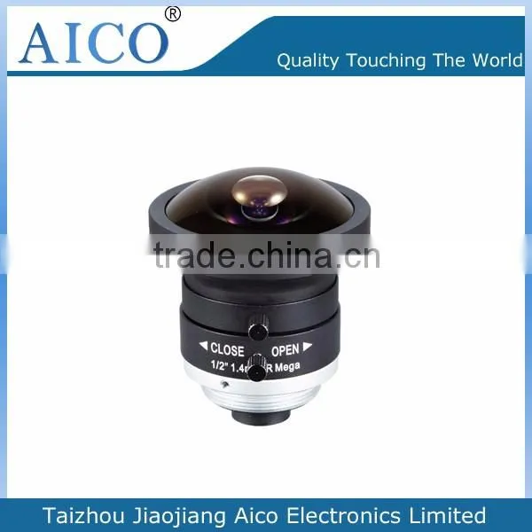 China manufacturer Manual iris f1.4 1.4mm 190 degree c mount lens fisheye
