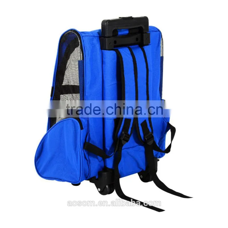 PawHut Travel Backpack w/ Trolley, Steel Wire Frame-Blue