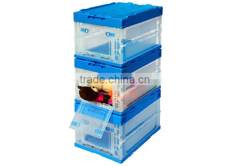 Factory Directly Sales side door lid foldable collapsible plastic crate