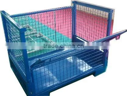 Folding steel mesh cage pallet