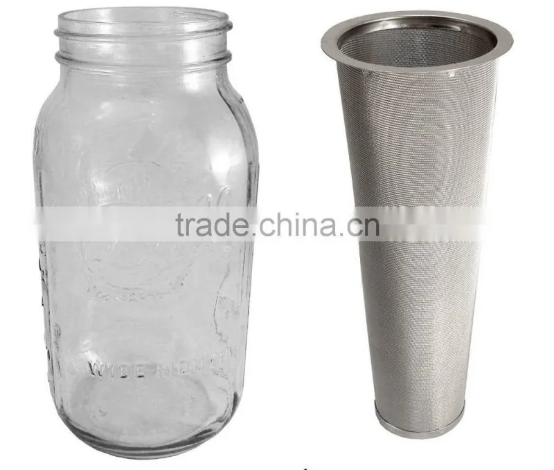 Cold Brew Coffee, Iced Coffee and Iced Tea Maker Infuser, Mason Jar and Stainless Steel Filter