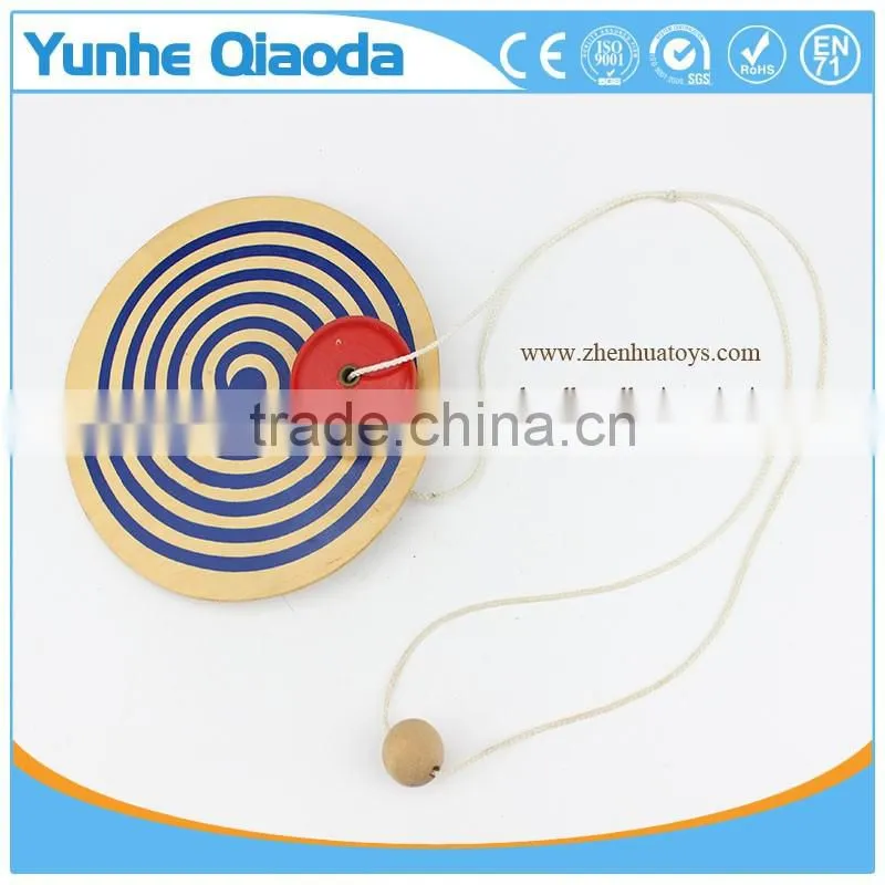 wooden kid toy handle pull wire spining top special gift toys