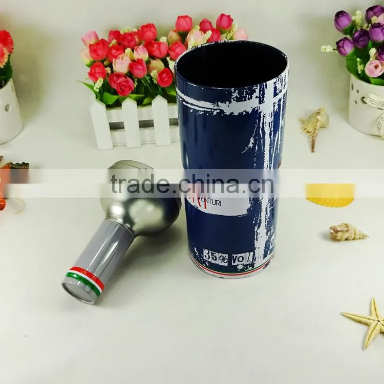 Empty metal packing fancy gift round wine bottle tin box
