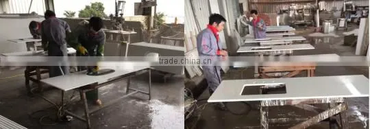 Nano glass Solid surface bathroom sink with countertop