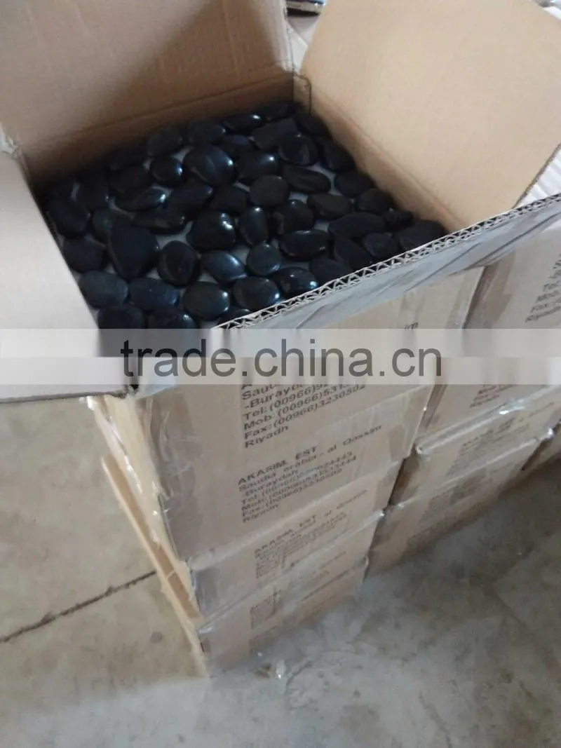 Polished black pebble mesh tiles supplier