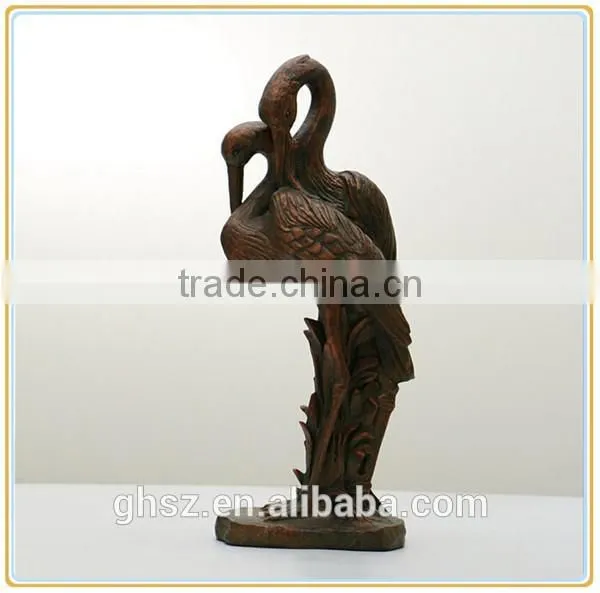 Custom popular vintage resin crane garden statue decor