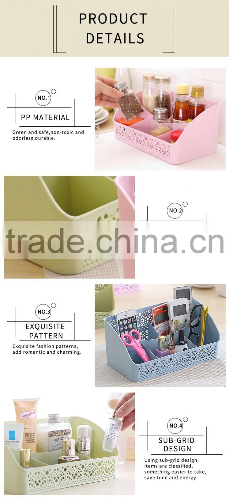 emc Plastic makeup box with dividers, plastic makeup cases with dividers