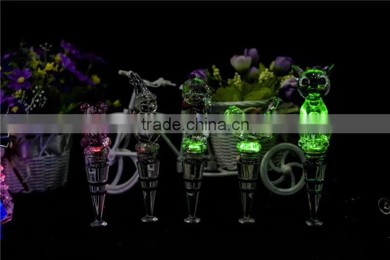 clear Acrylic led color changing beer bottle stopper supplier