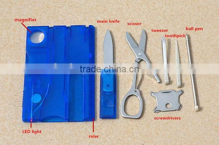 Promotional Multifunction Swiss Pocket Tools card with LED light