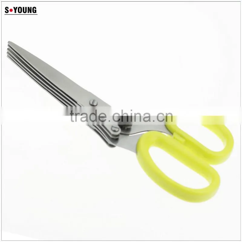 61046 New Design And High Quality snipping shearing Plastic Household Kitchen Stainless Steel 5 Blades herb scissors