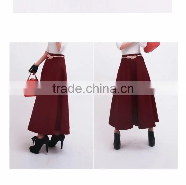 winter models wool blend skirts women high waist thick long skirts ladies wild woolen maxi skirt