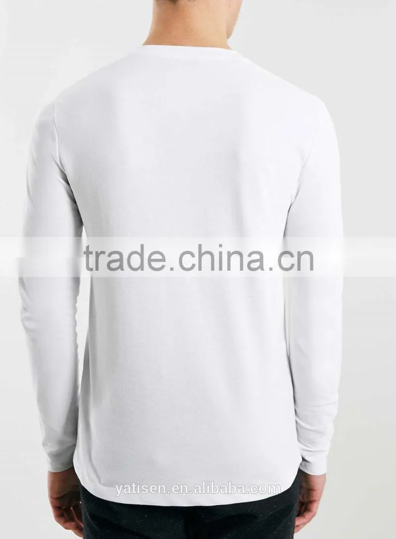 hot selling solid color white T-shirt Supply Type Cheap Price 100% Cotton Men's Long Sleeve T Shirt