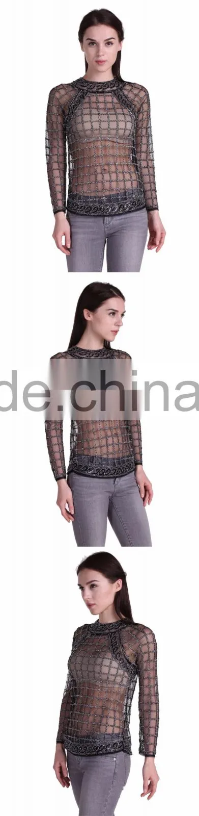 Domin fashion wholesale beading design ladies tops images