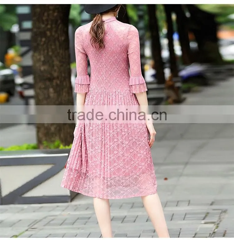 Maxnegio topshop pleated lace maxi causal dress