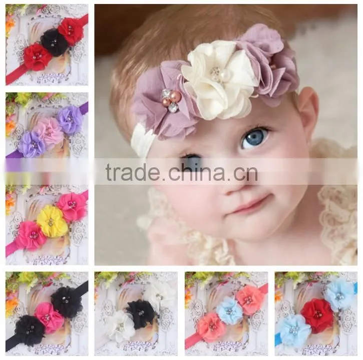 Hot Fashion Baby Girls Headband Chiffon Flower Headband Baby Girls Elastic Band With Flowers Headband Girls Hair Accessries