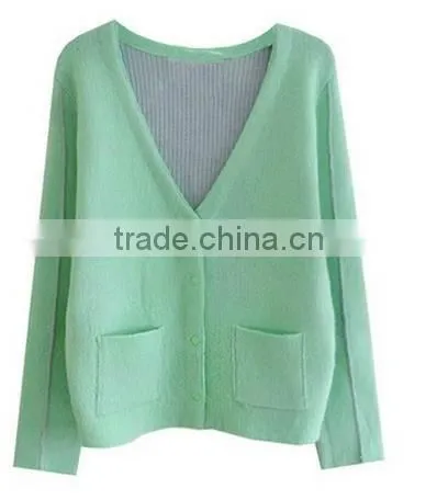 2014 hot sell wholesale high quality cotton long sleeve women's knit cardigan
