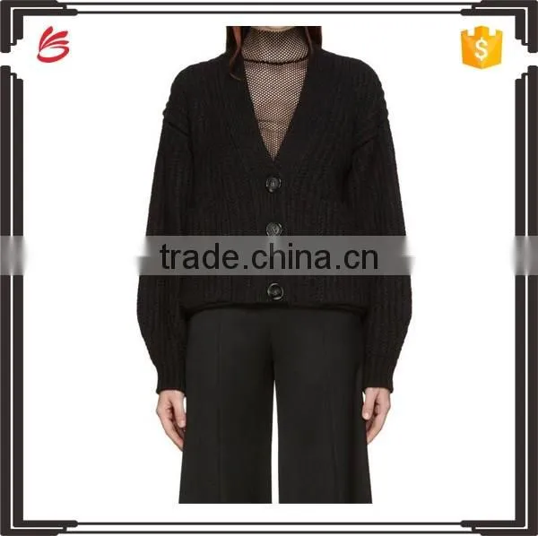 Solid color korean sweater thick fashion Y-neck collar with button for women