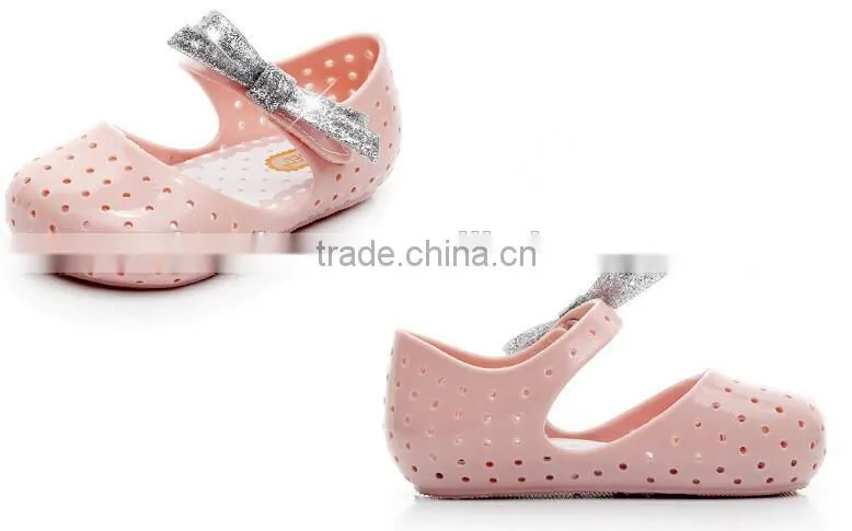 Shining side bow velcro type mini melissa jelly shoes