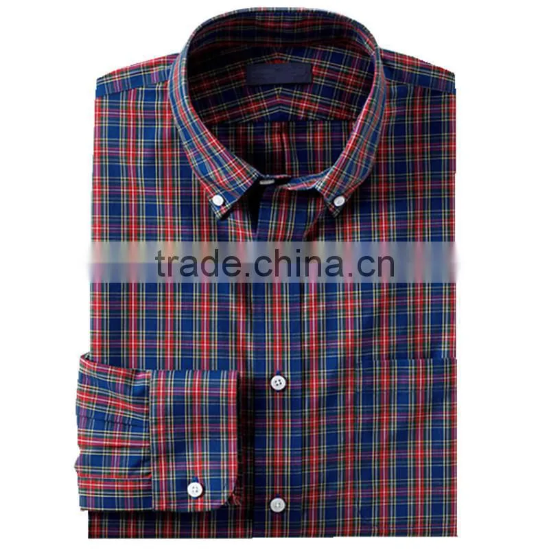 Yiwu wholesale clothing check button down mens dress shirt european collar