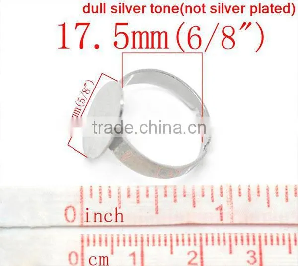 Custom 20PCs Silver Plated Adjustable Oval Cabochon Ring Settings