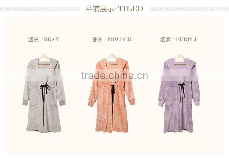 New Arrival Qianxiu Wholesale Cheap Female Elegant Gray Comfort Hoodies Flannel Pajamas