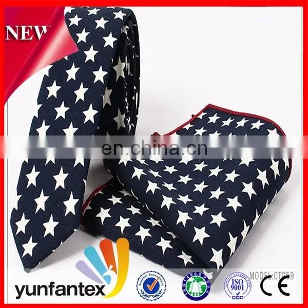 2017 latest new fashion design cotton costom print tie