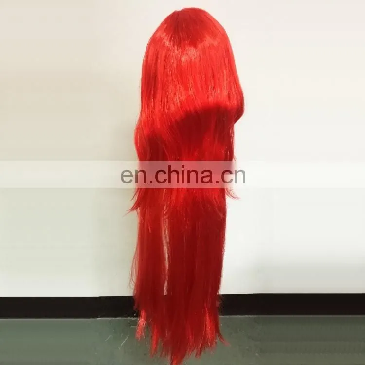 fashion synthetic hair wigs red colored cosplay party wigs