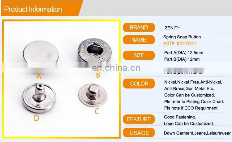 Four parts Metal Spring Snap Button BM10141