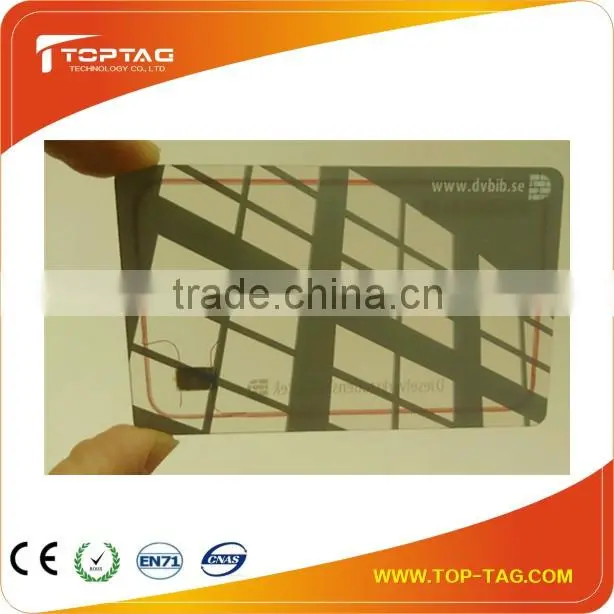 2014 whole sales 13.56Mhz rfid transparent chip card, Transparent Smart Card