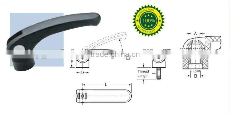 Black Plastic Adjustable Handle Internal and External Thread Adjustable Handle