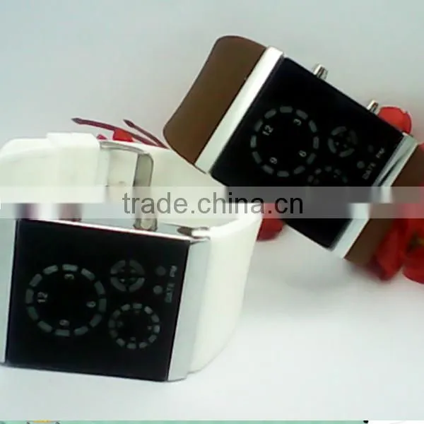 Environmental silicone strap 12-hour/date display bangle watch led