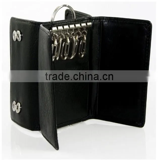 Wholesale fashion Double Key Case with hooks genuine leather keychain