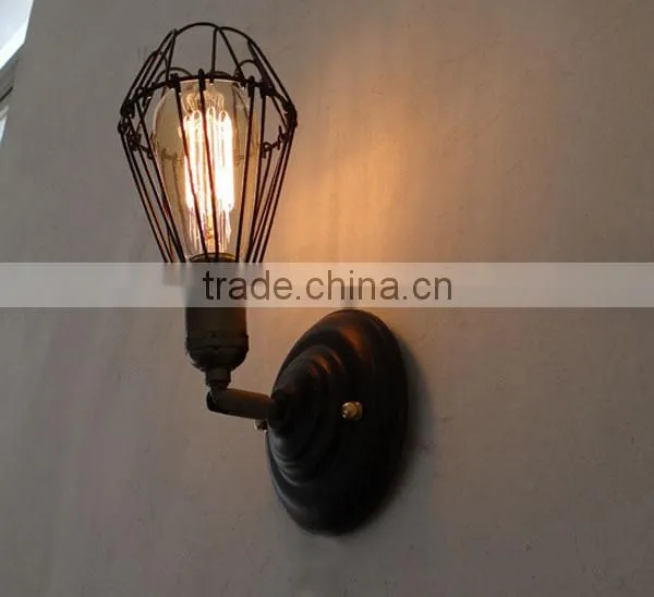 Vintage Industrial Lamp Edison Brass Cage Wall Light