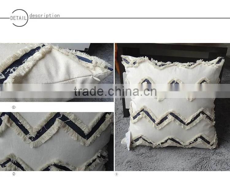 Handcrafted poly- cotton wave decoration cushion for Home