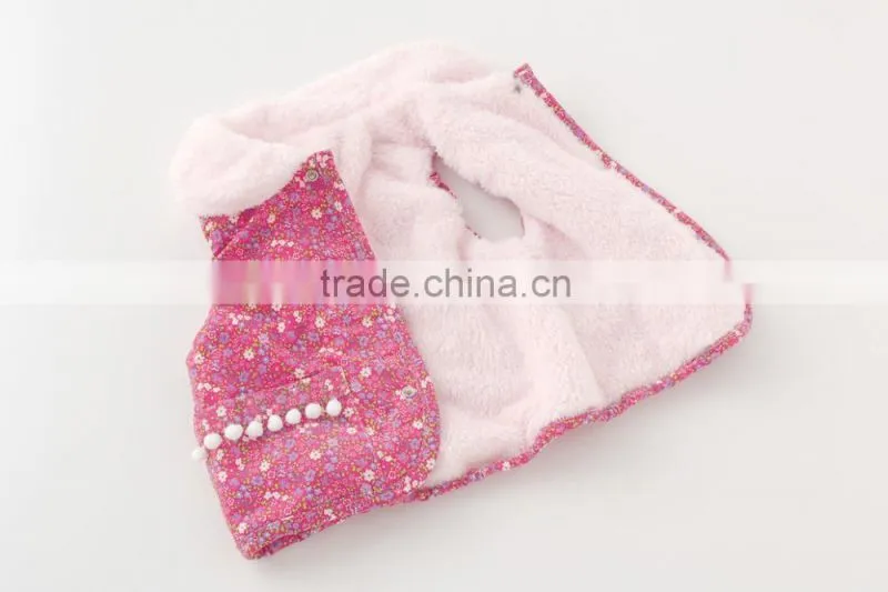 Japanese wholesale products high quality flower pattern baby winter cute toddler vest children clothing kids wear infant clothes
