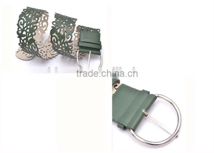 Korean Fashion Casual Pin Buckle Belt ,Women Hollow Decorate Wide Leather Belt