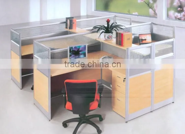 Wooden office cubicle workstation tables for 4 person (SZ-WSB377)