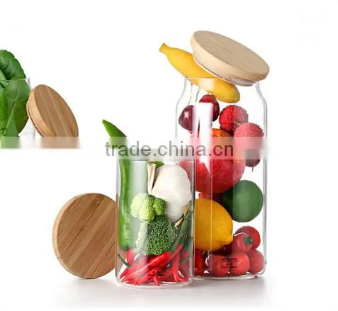 Factory supply airtight style daily necessities glass storage jar with bamboo lid