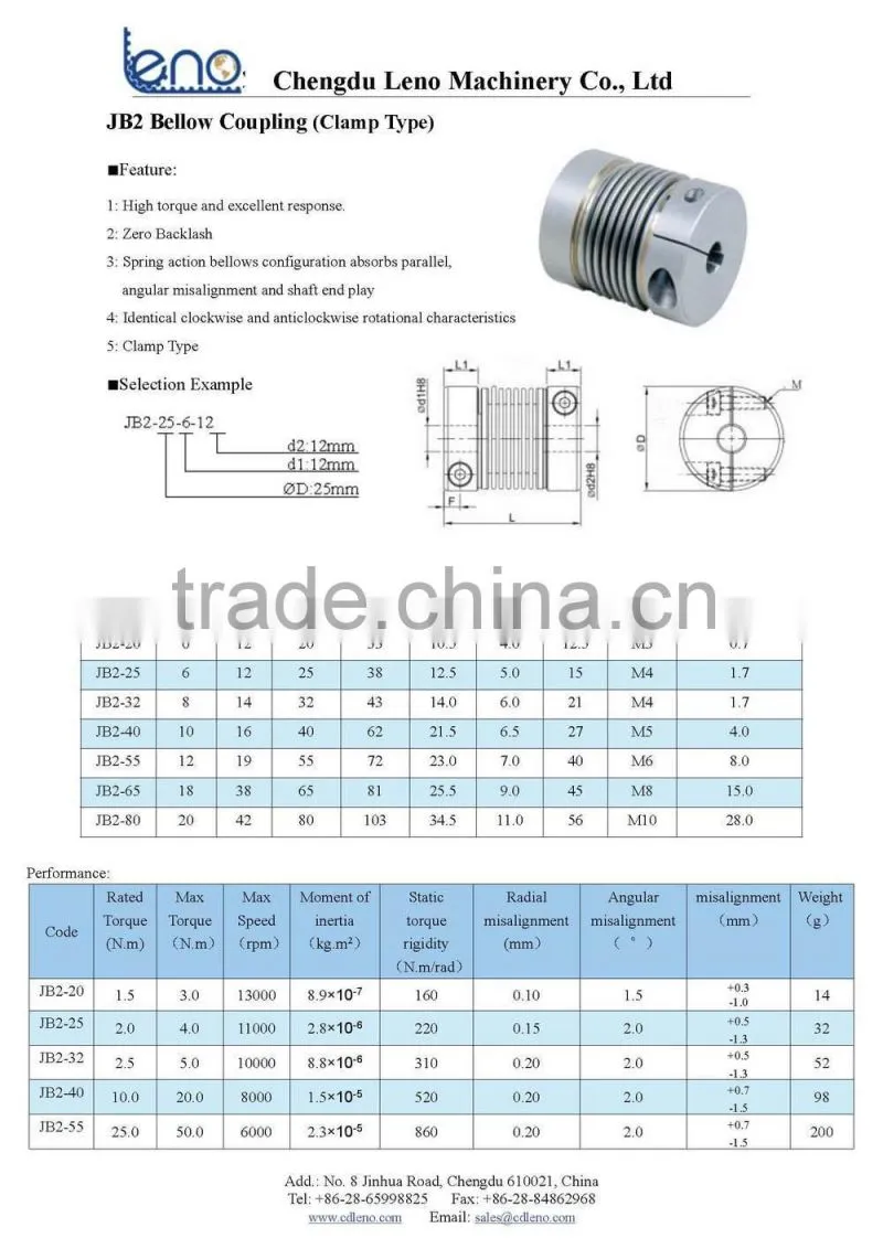 High Speed Stepper Motor Flexible Bellow Coupling