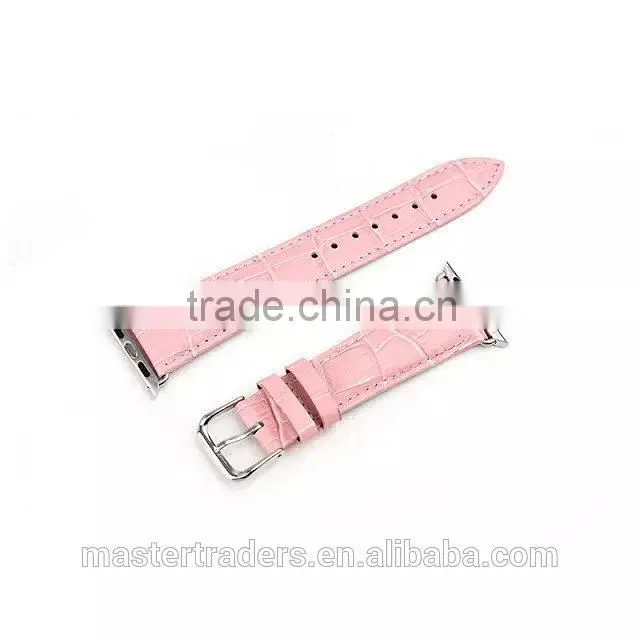 Cheap Crocodile Grain Genuine Leather Watch Band Wrist Strap For 38MM Apple Watch MT-3566