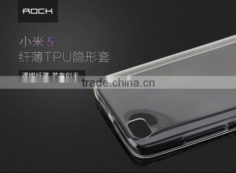 Crystal TPU Rubber Back Case For xiaomi 5 ROCK Fashion Shockproof Silicone Soft Protective Cover MT-5579