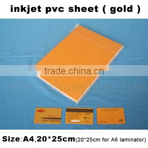 Wholsale Price pvc raw material Gold laminating Inkjet Printing PVC Sheet digital printing material 210*297mm*0.3mm